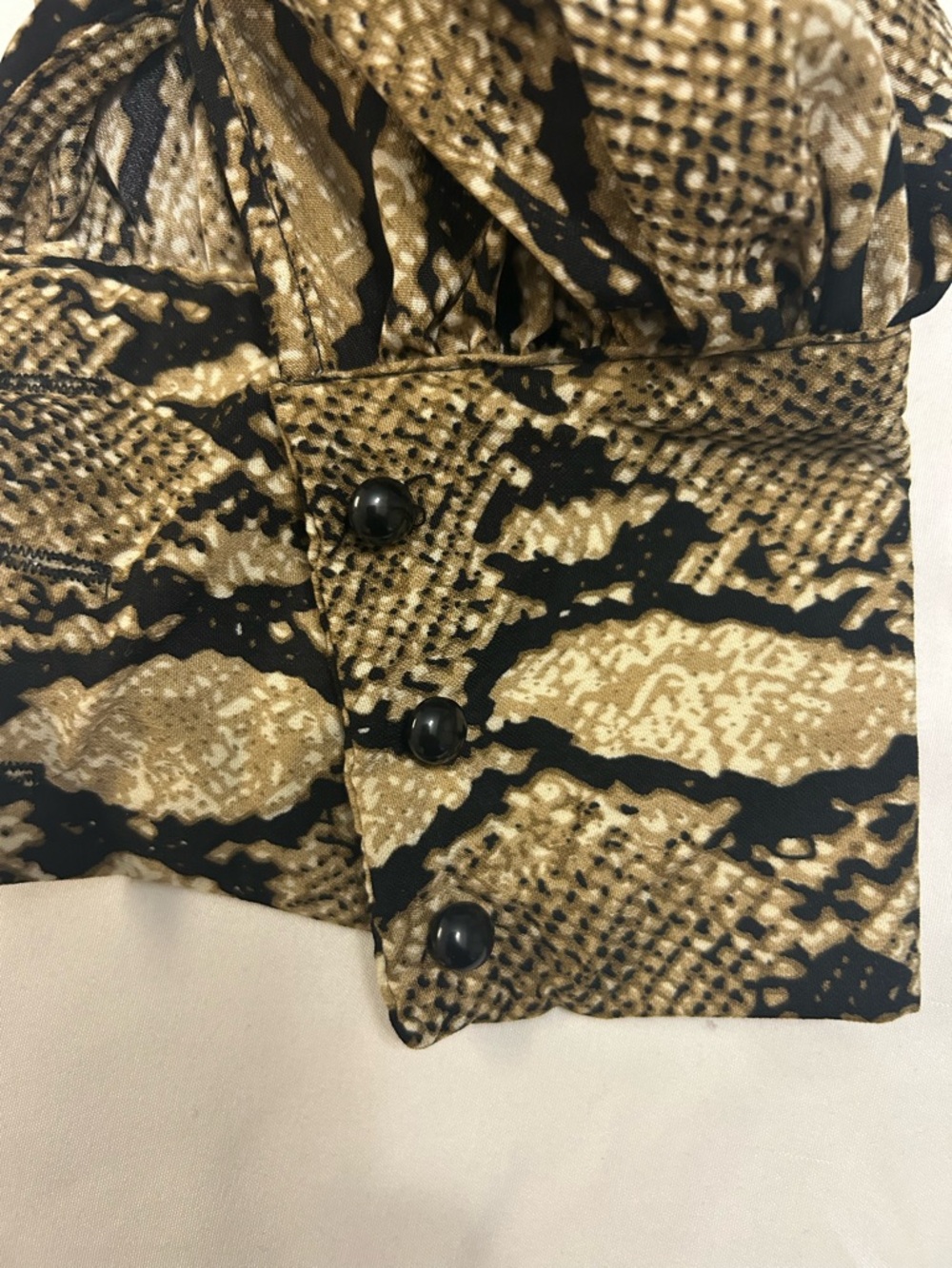 Fashion Nova Brown Snake Print Tie-Front Blouse - Picture 3 of 7